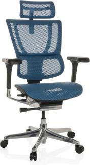 hjh OFFICE Bürostuhl ERGOHUMAN Slim I Netz ergonomischer Bürosessel mit Flexibler Lordosenstütze, Blau, 652291