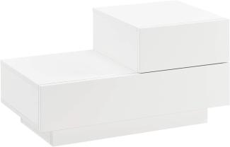 Nachttisch Sebokeng 38x70x35 cm mit Schublade oben rechts Weiß Hochglanz en. casa