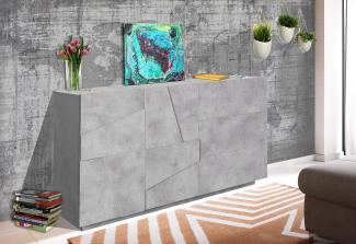 Dmora Modernes Sideboard mit 2 Türen und 3 Schubladen, Made in Italy, Küchen-Sideboard mit Detail, Design-Wohnbuffet, cm 143x44h86, Farbe Schiefergrau