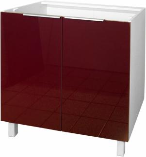 Berlioz Creations CP8BD Unterschrank für Küche mit 2 Türen, in bordeauxfarbenem Hochglanz, 80 x 52 x 83 cm, 100 Prozent französische Herstellung