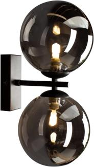 Außergewöhnliche LED Wandlampe Schwarz - Glaskugeln Rauchglas Ø10cm