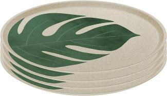 Koziol Teller-Set Connect Plate Monstera Leaf 4-tlg, Speiseteller, Kunststoff, Nature Desert Sand, 25. 5 cm, 1455700