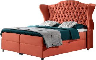 Stylefy 'Adele' Boxspringbett, Velours Orange 120 x 200 cm