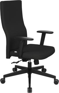 grospol Bürodrehstuhl Plus Black, Bezug aus 100% Polyester, höhenverstellbar von 41 bis 54 cm, ergonomisch, Synchronmechanik der Rückenlehne, verstellbaren Armlehne (bis 7 cm)