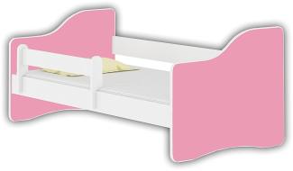 Jugendbett Kinderbett mit Einer Schublade mit Rausfallschutz und Matratze Weiß ACMA Happy 140x70 160x80 180x80 (Rosa, 160x80 cm)