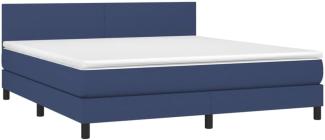 vidaXL Boxspringbett mit Matratze & LED Blau 160x200 cm Stoff