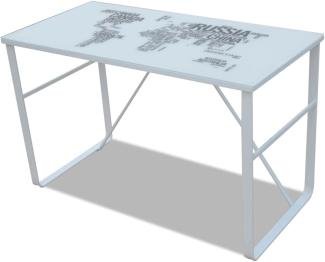 Schreibtisch mit Weltkarte, schwarz/ weiß, 120 x 60 x 75 cm