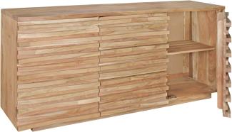 Wohnling Sideboard KADA, 160x75x43cm, Massiv-Holz Akazie Natur, Baumkante Anrichte