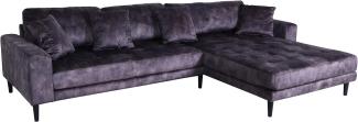 Ecksofa HWC-J54, Couch Sofa 3-Sitzer L-Form Liegefläche links/rechts 295cm ~ Samt dunkelgrau
