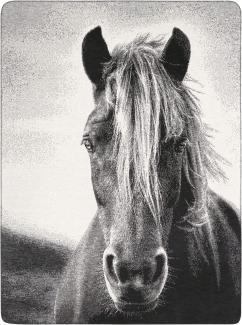 Wohndecke Animal Love 764102 Silver Pferd 150x200 cm Baumwollmischung anschmiegsam weich