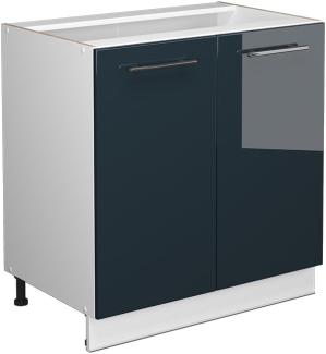 Vicco Unterschrank Fame-Line, Dunkelblau Hochglanz/Weiß, 80 cm ohne Arbeitsplatte