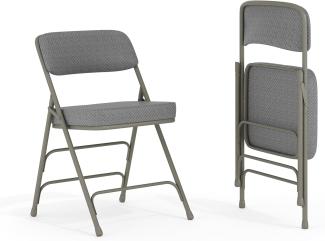 Flash Furniture Klappstuhl HERCULES aus Metall – Dick gepolsterter Stuhl für Gäste oder Veranstaltungen – Stabiler Küchenstuhl auch für draußen geeignet – 2er-Set – Grau