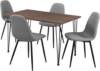 Esstisch mit 4 Stühlen grau 120x70cm