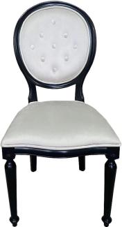 Casa Padrino Barock Esszimmer Stuhl Cremefarben / Schwarz - Handgefertigter Antik Stil Stuhl - Prunkvolle Esszimmer Möbel im Barockstil