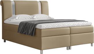 Stylefy 'Asuncion' Boxspringbett Velours Jasmine  Creme 200 x 200 cm