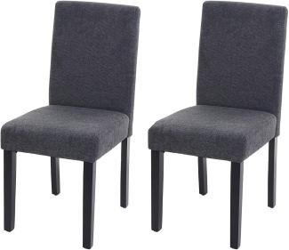 2er-Set Esszimmerstuhl Stuhl Küchenstuhl Littau ~ Textil, anthrazitgrau, dunkle Beine