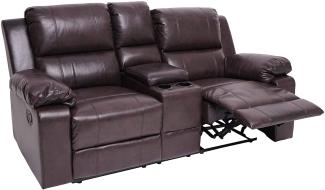 2er Kinosessel HWC-H29, Relaxsessel Fernsehsessel Zweisitzer Sofa, Fach Getränkehalter Soft Touch Kunstleder ~ braun