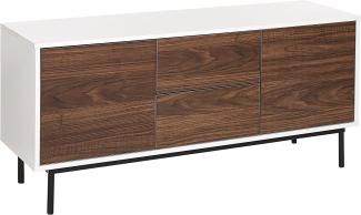 Sideboard mit Schubladen und Türen mit Tip-on Technik , Faserplatte/ Stahl, 120 x 38 x 55 cm, Weiß