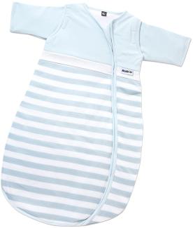 Gesslein 773138 Bubou Babyschlafsack mit abnehmbaren Ärmeln: Temperaturregulierender Ganzjahreschlafsack, Baby/Kinder Größe 110 cm, hellblau/weiß gestreift
