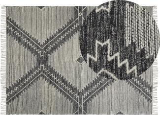 Teppich Baumwolle schwarz weiss 160 x 230 cm Kurzflor ARBAA