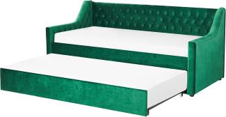 Tagesbett 'MONTARGIS' ausziehbar aus Samtstoff mit Lattenrost Grün