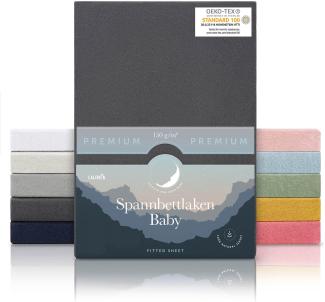 Laleni Premium Spannbettlaken 60x120-70x140 cm - Oeko-Tex Zertifiziert, 100% Baumwolle, atmungsaktives Spannbetttuch Jersey Baby, 150 g/m², Anthrazit
