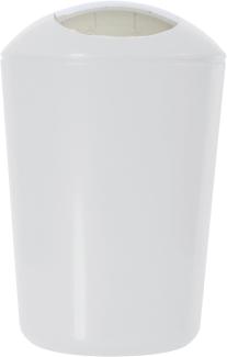 axentia Schwingdeckeleimer, ca. 5 L Kosmetikeimer aus weißem Kunststoff, geruchshemmender Mülleimer mit verchromtem Schwingdeckel