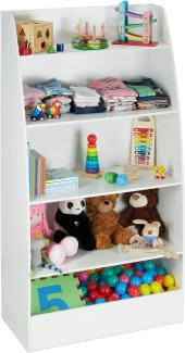 Relaxdays Bücherregal Kinder, 5 Fächern, Flur, Wohn-& Kinderzimmer, Standregal, 152 x 80 x 40 cm, weiß, 1 Stück