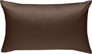 Bettwaesche-mit-Stil Mako-Satin / Baumwollsatin Bettwäsche uni / einfarbig dunkelbraun Kissenbezug 60x80 cm