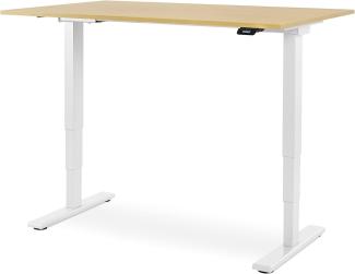 WRK21® Advanced Elektronisch höhenverstellbarer Schreibtisch, Holz, Mandal Ahorn/Weiß, 120 x 80 x 61-126 cm