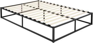 ML-Design Metallbett 160x200 cm auf Stahlrahmen mit Lattenrost, Schwarz, Bettgestell aus Metall, robust, leichte Montage, Bett für Schlafzimmer der Jugendliche Erwachsene, Doppelbett Ehebett Gästebett