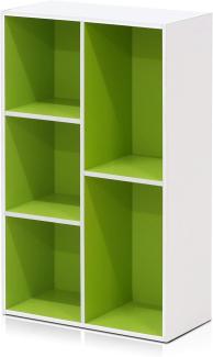 Furinno offenes Bücherregal mit 5 Fächern, holz, Weiß/Grün, 49. 5 x 23. 9 x 80 cm