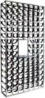 Riesiges Casa Padrino Luxus Weinflaschen Regal Silber / Schwarz 114 x 32 x H. 220 cm - Weinregal