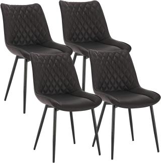 WOLTU 4 x Esszimmerstühle 4er Set Esszimmerstuhl Küchenstuhl Polsterstuhl Design Stuhl mit Rückenlehne, mit Sitzfläche aus Kunstleder, Gestell aus Metall, Antiklederoptik, Anthrazit, BH210an-4
