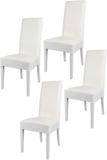 Tommychairs - 4er Set Moderne Stühle Luisa für Küche und Esszimmer, robuste Struktur aus lackiertem Buchenholz Farbe Weiss, Gepolstert und mit weissem Kunstleder bezogen