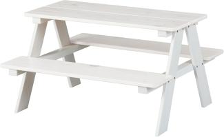 Inter Link - Kindersitzgruppe - Kindersitzgarnitur - Aus massivholz - 2 Bänke - 1 Tisch - Bietet 4 Plätze - Weiß lackiert - Henning