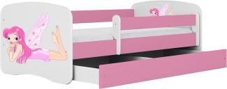Kocot Kids 'Fee mit Flügeln' Einzelbett weiß 80x180 cm inkl. Rausfallschutz, Matratze, Schublade und Lattenrost
