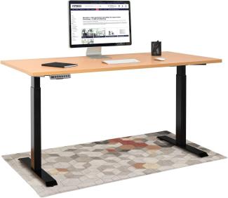 HighDesk Basic Höhenverstellbarer Schreibtisch (200 x 80 cm I Schwarz + Buche) - Elektrischer Sitz- & Stehtisch mit Tischplatte - Stehschreibtisch Elektrisch Höhenverstellbar - von Krieg
