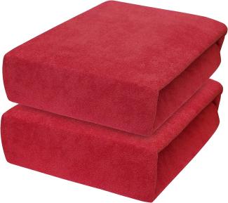 2 x Baby Comfort Frottee Spannbettlaken für 83x50 cm Co-Sleeper Kinderbett Matratze (rot)
