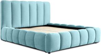 Siblo Bett - Modern Polsterbett 140x200 cm - Doppelbett mit Bettkasten und Lattenrost - Robust Bett mit Stauraum - Bettgestell aus Holz - Dallas Sammlung - Blau