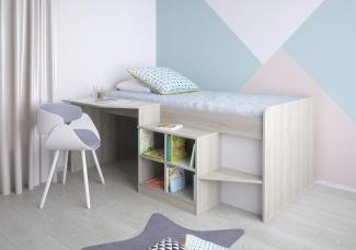 Polini Kids Kinderbett 'Simple 4000' inkl. Schreibtisch und Regal in Ulme