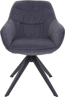 Esszimmerstuhl HWC-K28, Küchenstuhl Polsterstuhl Stuhl mit Armlehne, drehbar, Metall ~ Stoff/Textil grau