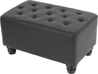 Luxus Ottomane Sitzhocker Chesterfield 41x75x46cm Kunstleder ~ runde Füße, schwarz
