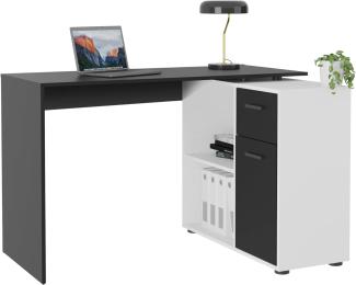 FMD Möbel - ALBRECHT 1 - Schreibtisch-Kombination - melaminharzbeschichtete Spanplatte - schwarz / weiß Perl - 83 x 74 x 117cm