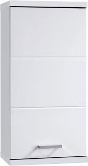 byLIVING Badezimmer Wandschrank NEBRASKA / Moderner Badhängeschrank in matt weiß Hochglanz weiß lackiert / mit silbernem Türgriff / B 35,5, H 73, T 24,5 cm