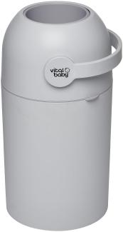 vital baby HYGIENE WIndelentsorgungssystem mit hygienischem Geruchsverschluss, kein Nachfüllen, geruchsfrei, Windeleimer, grau, für bis zu 25 Windeln, geeignet für Einweg- und Mehrwegwindeln, 443860