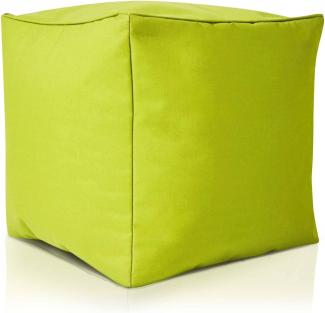 Green Bean© Sitzsack-Hocker "Cube" 40x40x40cm mit EPS-Perlen Füllung - Fußhocker Sitz-Pouf für Sitzsäcke - Sitzhocker Hellgrün