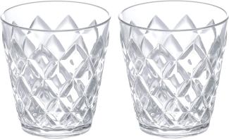 Koziol Glas 2er-Set Crystal S, Tumbler, Trinkbecher, Kunststoff, Crystal Clear, 250 ml, 4545535