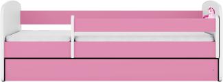Kocot Kids 'Einhorn' Einzelbett pink/weiß 80x160 cm inkl. Rausfallschutz, Matratze, Schublade und Lattenrost
