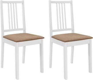 Esszimmerstühle mit Polstern 2 Stk. Weiß Massivholz [247634]